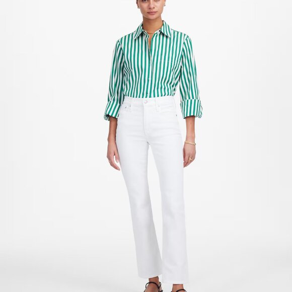 Madewell Easy Y-Neck Button-Up Shirt in Verdant Green XS - Picture 2 of 9